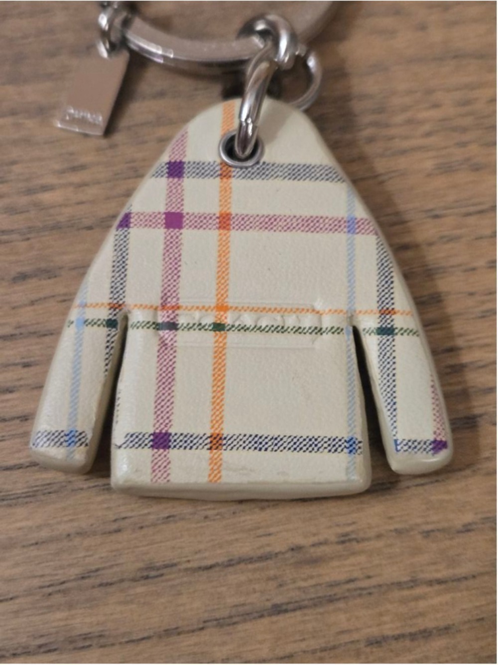 Coach Tattersal Plaid Coat Peacoat Leather Keychain Key Fob EUC - Picture 6 of 8